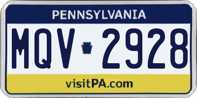 PA license plate MQV2928
