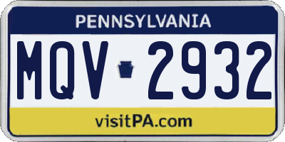 PA license plate MQV2932