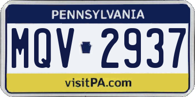 PA license plate MQV2937