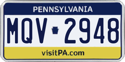 PA license plate MQV2948