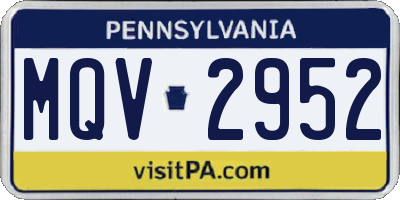 PA license plate MQV2952