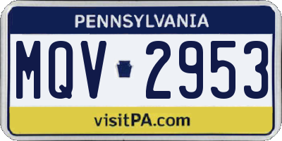 PA license plate MQV2953