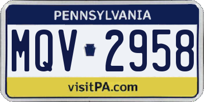 PA license plate MQV2958