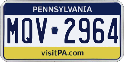 PA license plate MQV2964