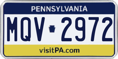 PA license plate MQV2972