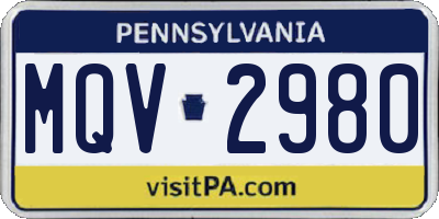 PA license plate MQV2980