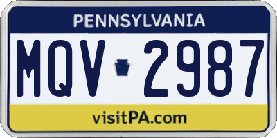 PA license plate MQV2987
