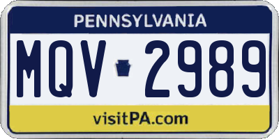 PA license plate MQV2989