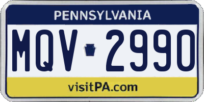 PA license plate MQV2990