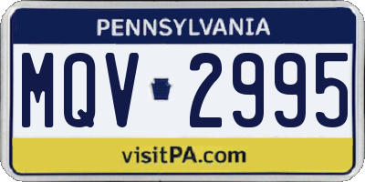 PA license plate MQV2995