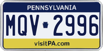 PA license plate MQV2996