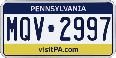PA license plate MQV2997