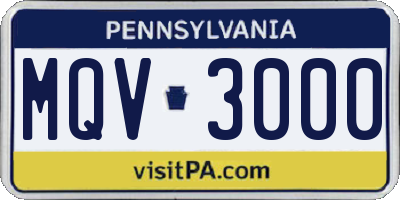 PA license plate MQV3000