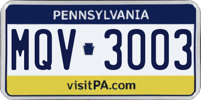 PA license plate MQV3003