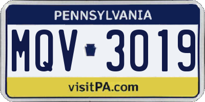 PA license plate MQV3019