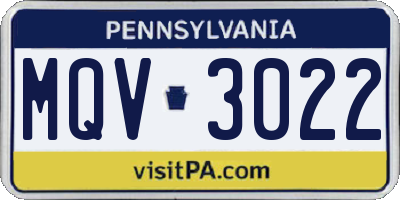PA license plate MQV3022