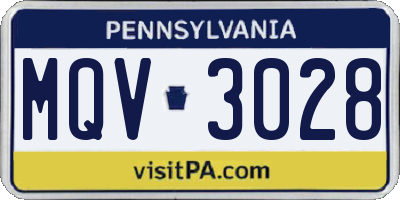 PA license plate MQV3028