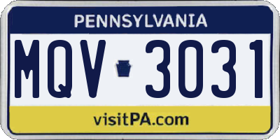 PA license plate MQV3031