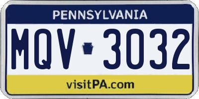 PA license plate MQV3032