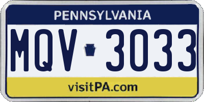 PA license plate MQV3033