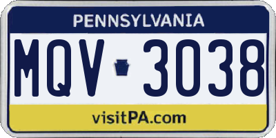 PA license plate MQV3038