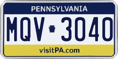 PA license plate MQV3040
