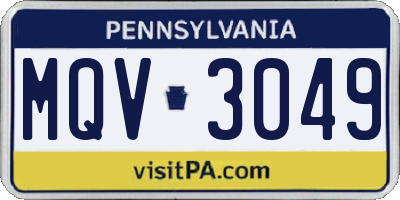 PA license plate MQV3049