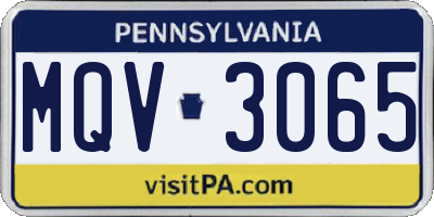 PA license plate MQV3065