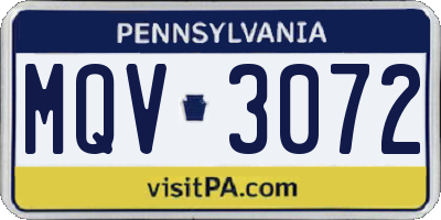 PA license plate MQV3072