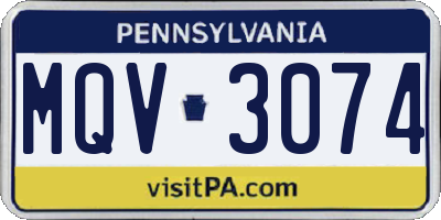 PA license plate MQV3074