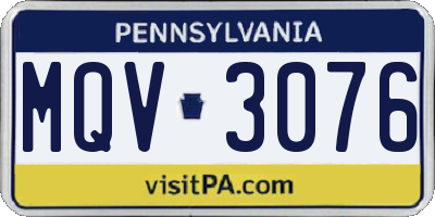 PA license plate MQV3076