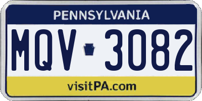 PA license plate MQV3082