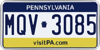 PA license plate MQV3085