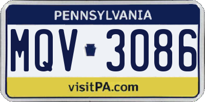PA license plate MQV3086