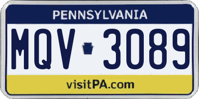 PA license plate MQV3089