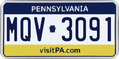 PA license plate MQV3091