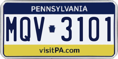 PA license plate MQV3101