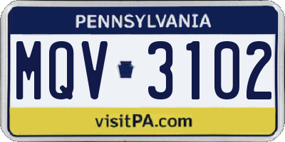 PA license plate MQV3102