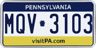 PA license plate MQV3103