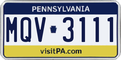 PA license plate MQV3111