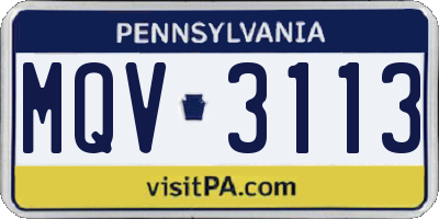 PA license plate MQV3113