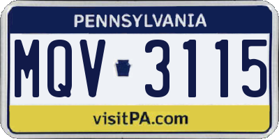 PA license plate MQV3115