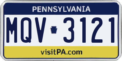 PA license plate MQV3121