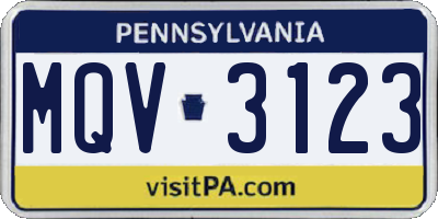 PA license plate MQV3123