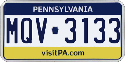 PA license plate MQV3133