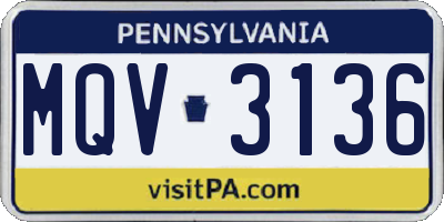 PA license plate MQV3136
