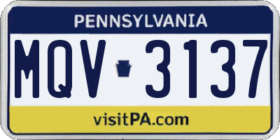 PA license plate MQV3137