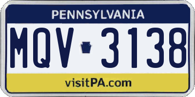 PA license plate MQV3138