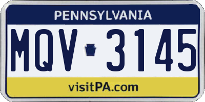 PA license plate MQV3145