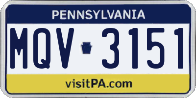 PA license plate MQV3151
